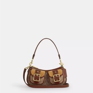 Coach Ashton Brown and Tan Shoulder Bag with Gold Accents